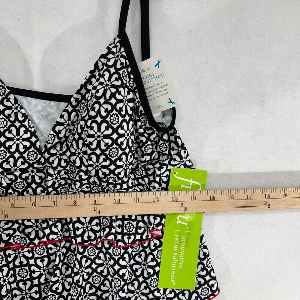 NEW Fit 4 Ur Tummy Tankini Swim Top Peplum Tier Black Built in Bra Womens Sz 12 - Picture 5 of 10